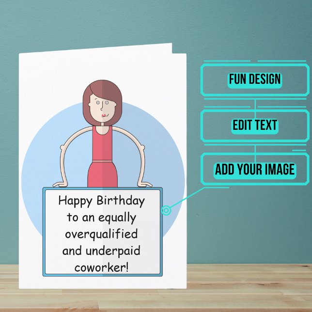 Tarjeta Cumpleaños del trabajador con sueldo inferior (muj (This fun card is specifically for the underpaid coworker at your office.)