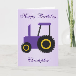 Tarjeta Cumpleaños del Tractor Púrpura