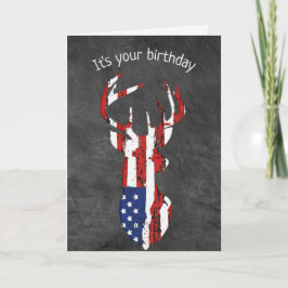 Tarjeta Cumpleaños del venado de la bandera estadounidense