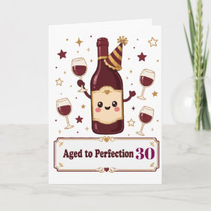 Tarjeta Cumpleaños del vino lindo envejecido a la perfecci