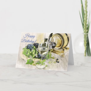 Tarjeta Cumpleaños del vino y la uva