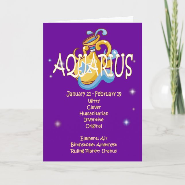 Tarjeta Cumpleaños del zodiaco del acuario (Anverso)