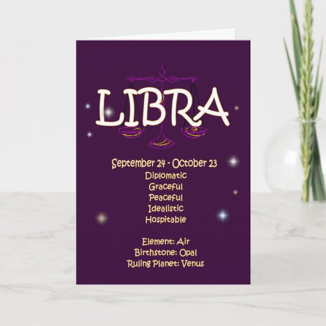Tarjeta Cumpleaños del zodiaco del libra (Anverso)