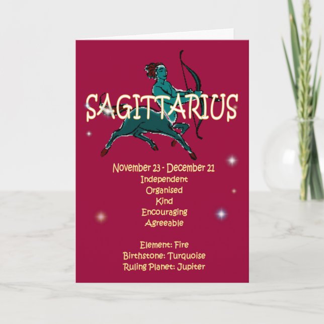 Tarjeta Cumpleaños del zodiaco del sagitario (Anverso)