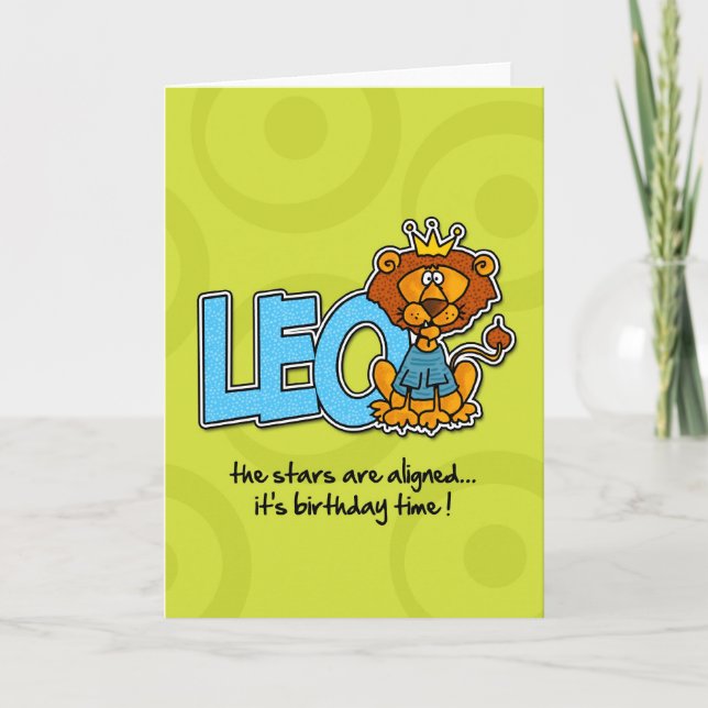Tarjeta Cumpleaños del zodiaco - Leo (Anverso)