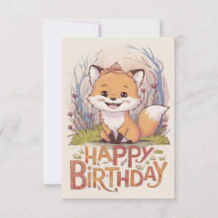 Tarjeta Cumpleaños del Zorro Encantado Precioso