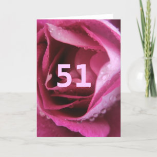 Tarjeta Cumpleaños delicado femenino de rosa de 51 años
