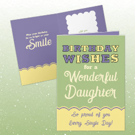 Tarjeta Cumpleaños desea a su hija verde púrpura