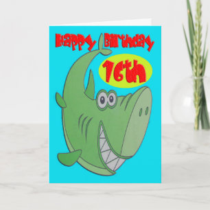 Tarjeta Cumpleaños dieciséis del tiburón verde