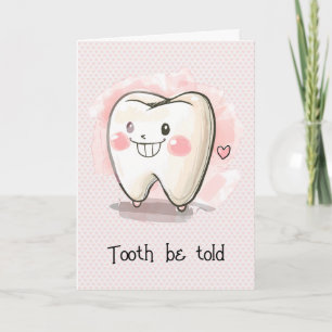 Tarjeta Cumpleaños Diente Bonito en Corazones Rosados