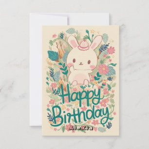 Tarjeta Cumpleaños Digital de Bunny Editable Forest