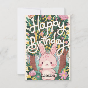 Tarjeta Cumpleaños Digital de los Niños de Woodland Bunny