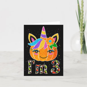 Tarjeta Cumpleaños Diseño Divertido Unicornio Calabaza 3 A
