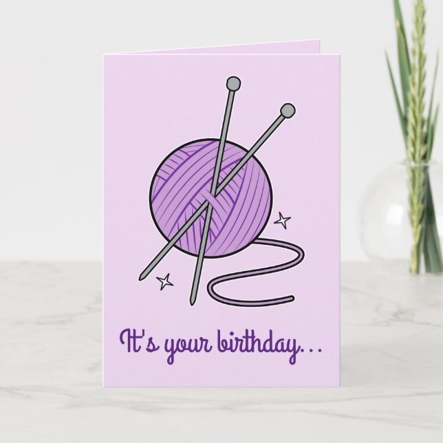 Tarjeta Cumpleaños divertida de Knitting (Anverso)