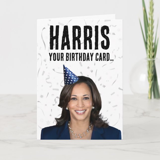 Tarjeta Cumpleaños divertida Kamala Harris - Harris tu tar (Anverso)