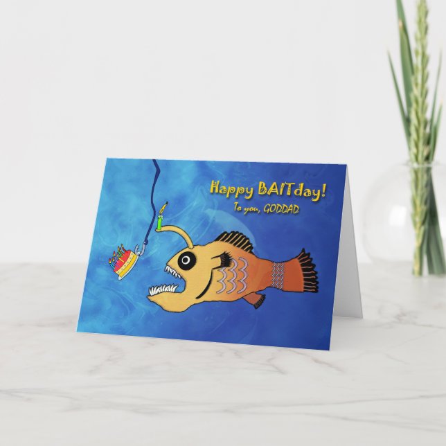 Tarjeta Cumpleaños divertida para el padrino, Día del Bait (Anverso)