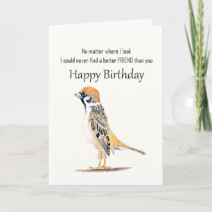 Tarjeta Cumpleaños divertido amistad amigo gorrión pájaro