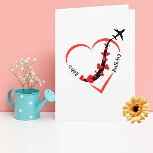 Tarjeta Cumpleaños divertido avión corazón aviación minima