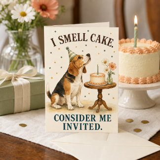 Tarjeta Cumpleaños divertido Beagle Huelo pastel