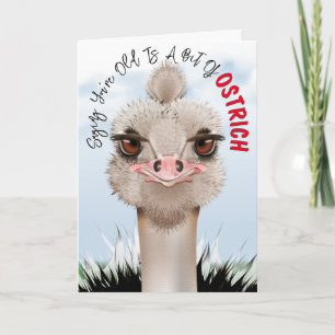 Tarjeta Cumpleaños divertido con chiste de avestruz