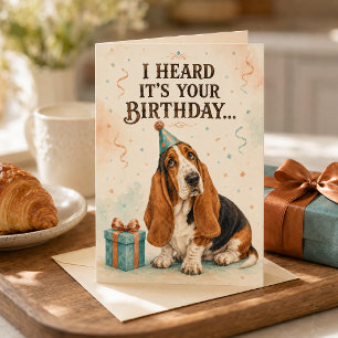 Tarjeta Cumpleaños divertido de Basset Hound de orejas lar
