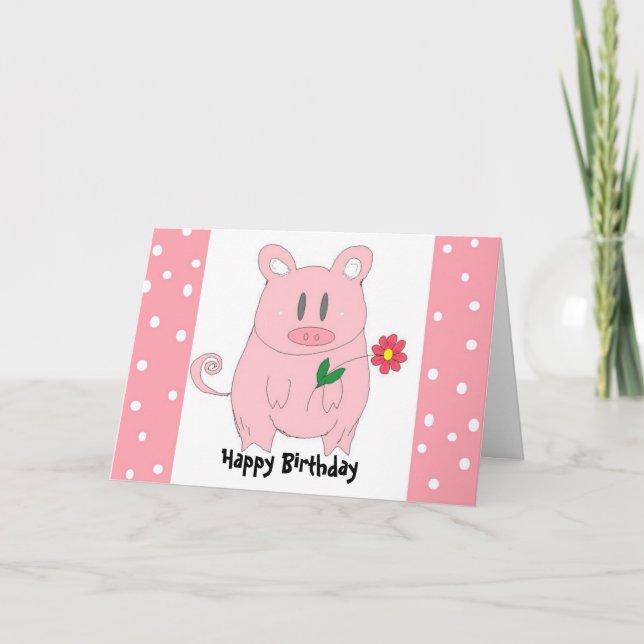 Tarjeta Cumpleaños divertido de cerdito (Anverso)