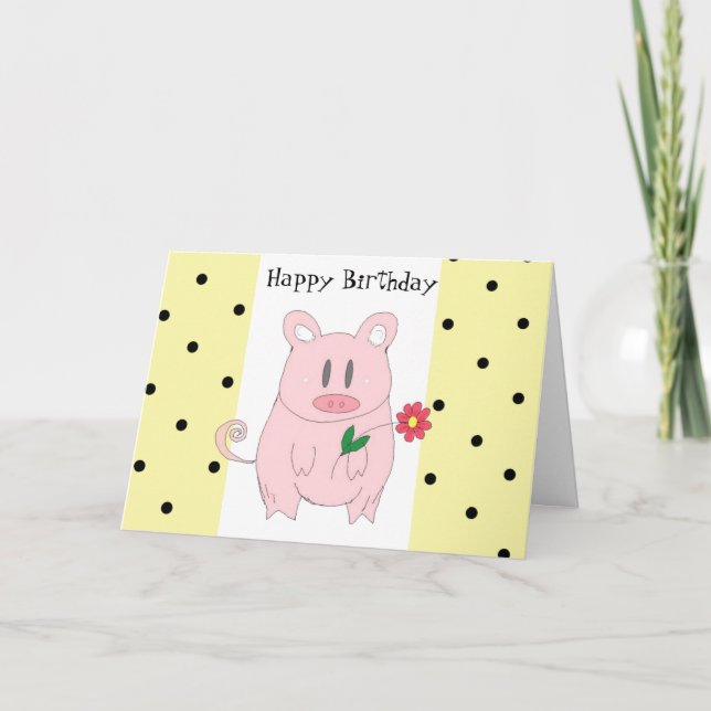 Tarjeta Cumpleaños divertido de cerdo (Anverso)