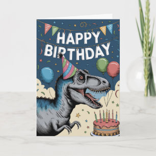 Tarjeta Cumpleaños divertido de dinosaurio
