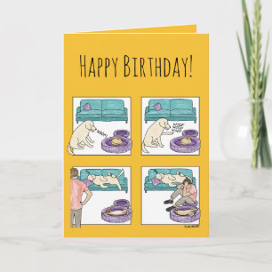 Tarjeta Cumpleaños divertido de gato y perro de dibujos an