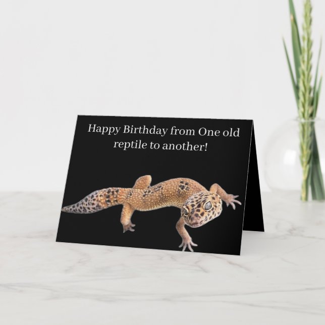 Tarjeta Cumpleaños divertido de geco leopardo (Anverso)