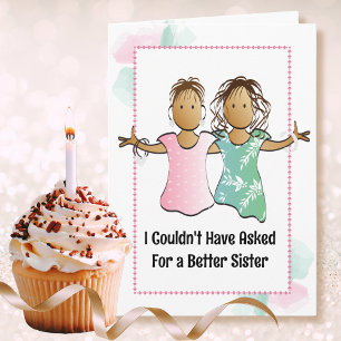 Tarjeta Cumpleaños divertido de hermana de dibujos animado