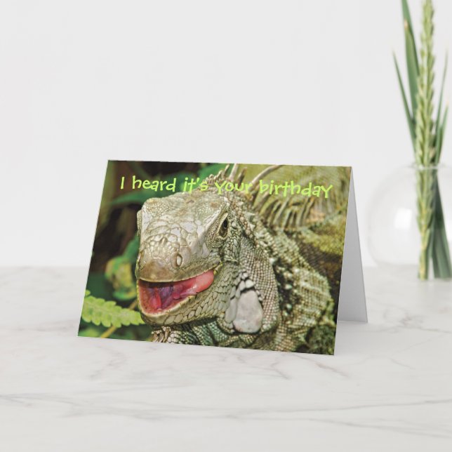 Tarjeta Cumpleaños divertido de la iguana (Anverso)