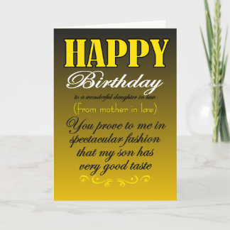 Tarjeta Cumpleaños divertido de la nuera desde la suegra