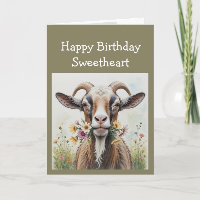 Tarjeta Cumpleaños divertido, de la vieja cabra que te ama (Anverso)