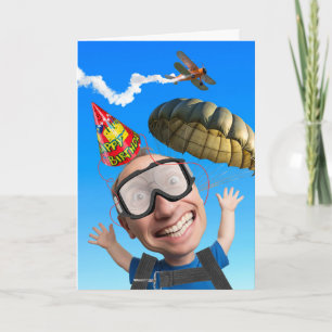 Tarjeta Cumpleaños divertido de paracaidismo Mantén tu par