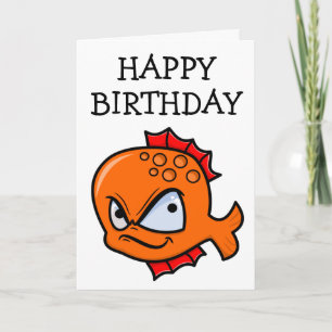 Tarjeta Cumpleaños divertido de pez dorado enojado
