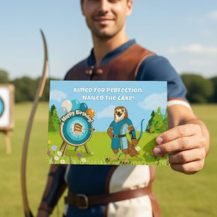 Tarjeta Cumpleaños Divertido de Tiro con Arco Águila de Co