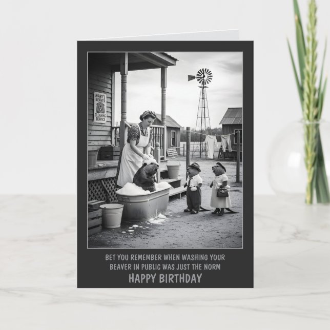 Tarjeta Cumpleaños Divertido del Castor (Anverso)