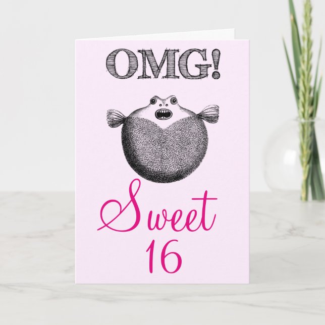 Tarjeta Cumpleaños divertido del dulce 16 de OMG (Anverso)