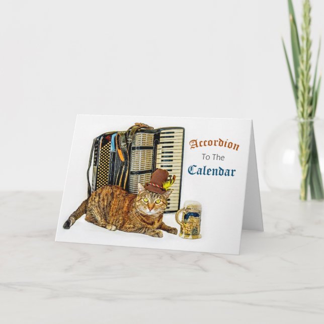 Tarjeta Cumpleaños divertido del gatito del acordeón (Anverso)