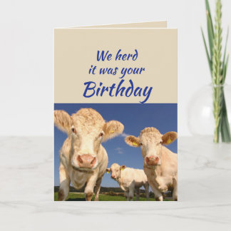 Tarjeta Cumpleaños divertido del grupo humor de vaca anima