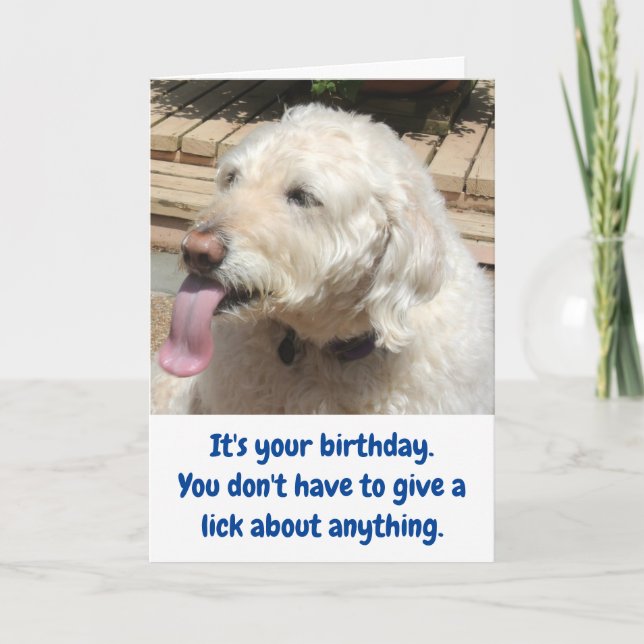 Tarjeta Cumpleaños divertido del helado del perro y (Anverso)