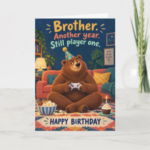 Tarjeta Cumpleaños divertido del hermano jugador uno del o
