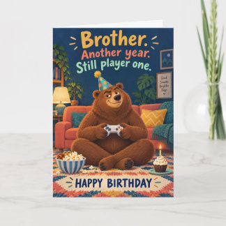 Tarjeta Cumpleaños divertido del hermano jugador uno del o