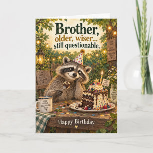 Tarjeta Cumpleaños divertido del hermano Mapache todavía c