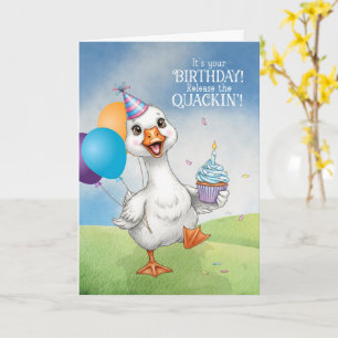 Tarjeta Cumpleaños divertido del niño suelta al pato QUACK