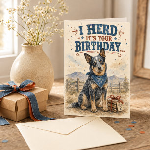 Tarjeta Cumpleaños divertido del perro boyero australiano
