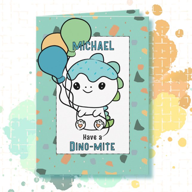 Tarjeta Cumpleaños divertido dinosaurio dibujos animados a (Subido por el creador)