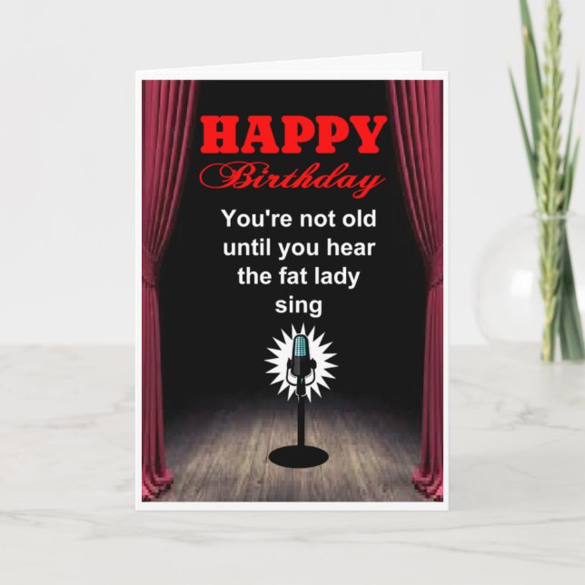 Tarjeta Cumpleaños divertido la gorda canta (Anverso)