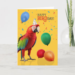 Tarjeta Cumpleaños divertido loro guacamayo de alas verdes